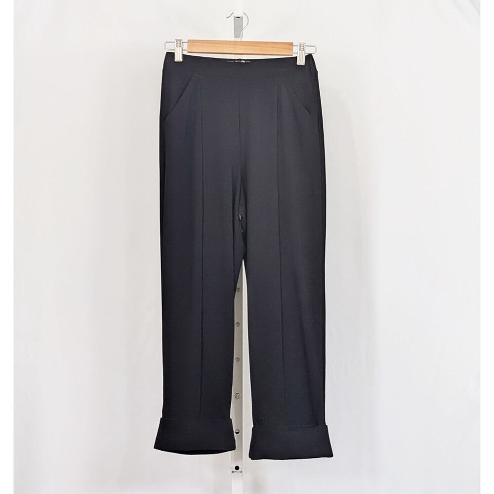 Sympli Cropped Pants Black Cuffed Legs Pull On Pockets Women's Size 4